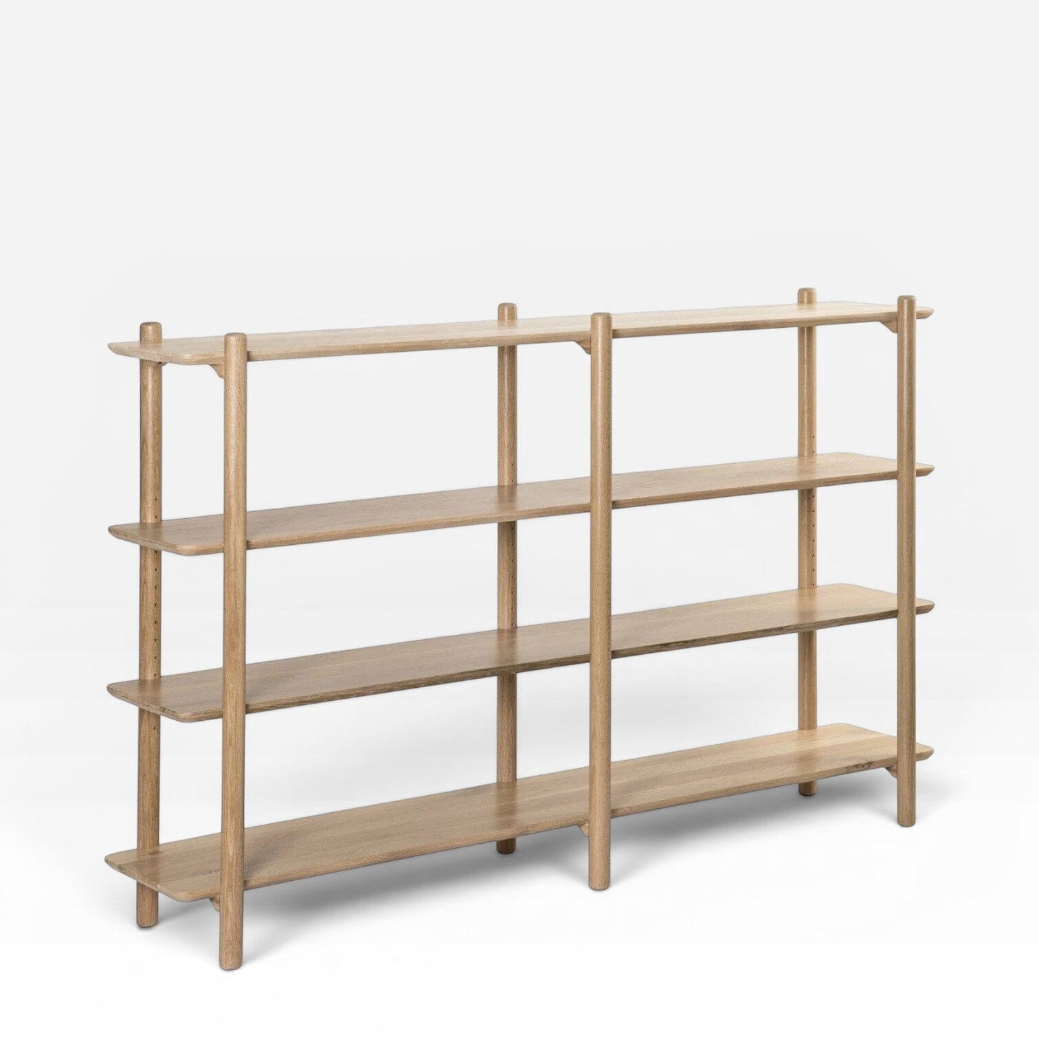 4 Tier Bookshelf 1.8M Wide - Adjustable Shelving White Oak