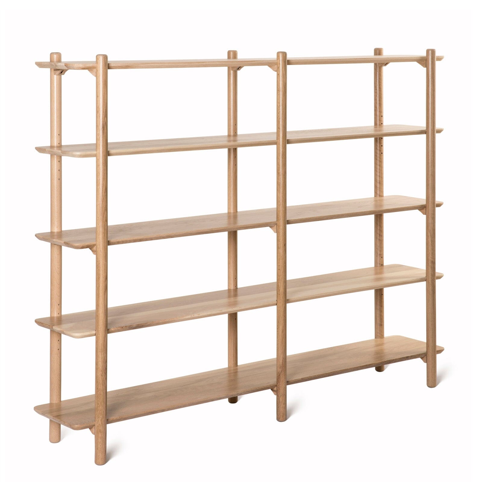 5 Tier Bookshelf 1.8M Wide - Large White Oak Shelving