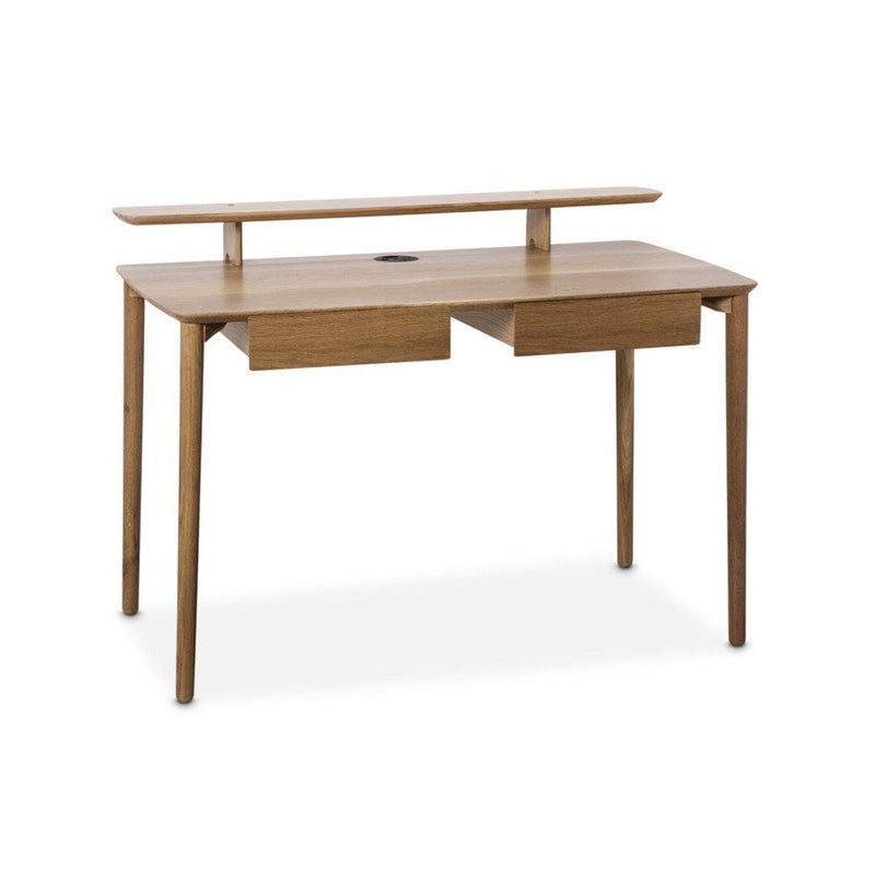 Home Office Desk - Customisable Desk Houtlander 1200 Natural Power Set, with Shelf Left & Right