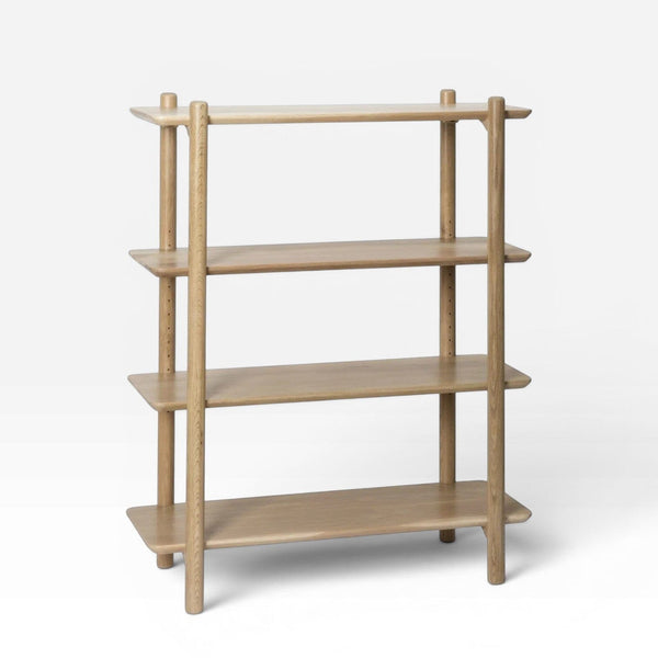 4 Tier Bookshelf 1.2M Wide - Sturdy White Oak Shelving