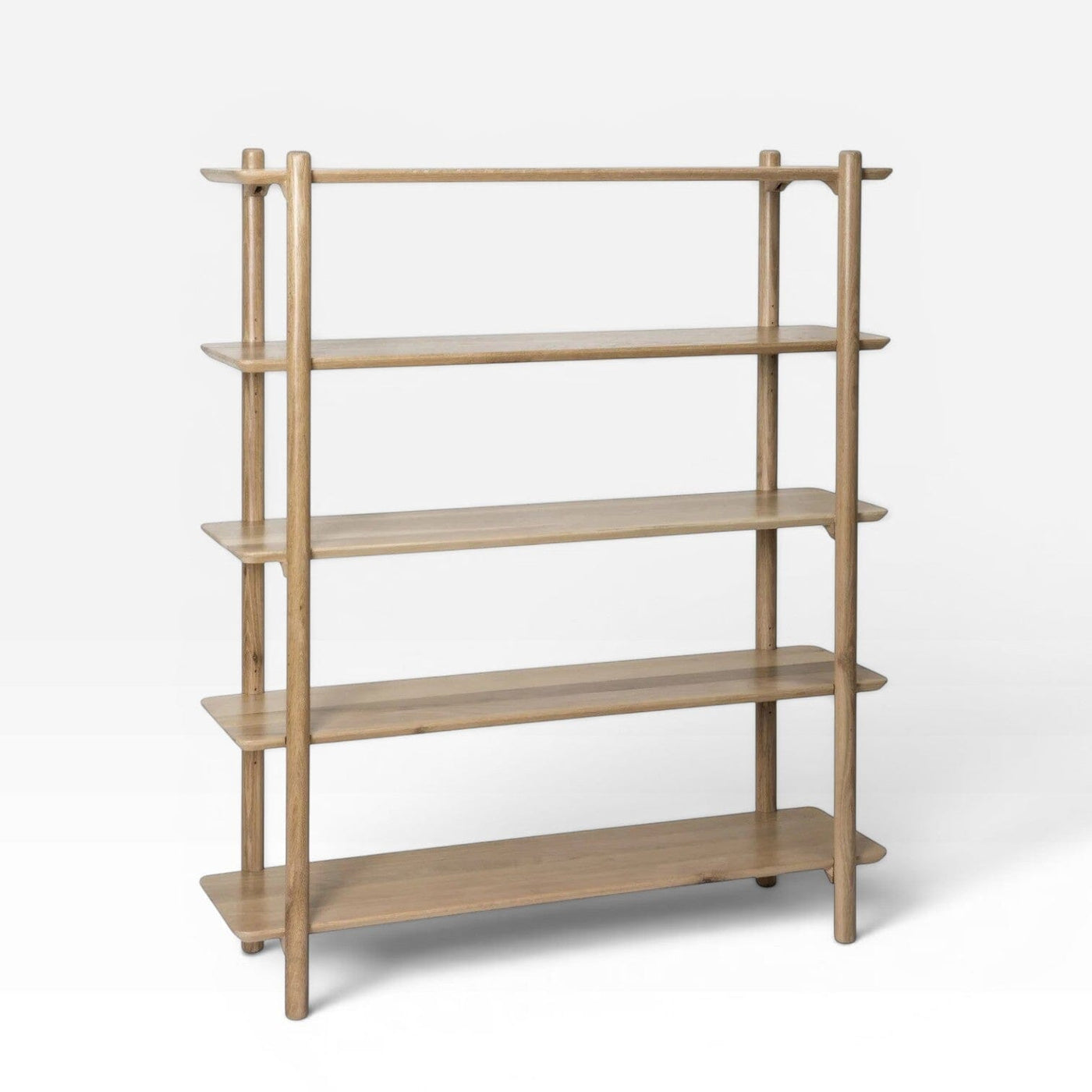 5 Tier Bookshelf 1.2M Wide - Versatile White Oak Shelving