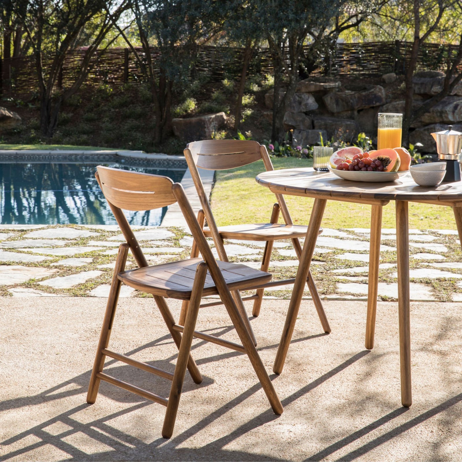 Outdoor Folding Chair - Durable Iroko Wood