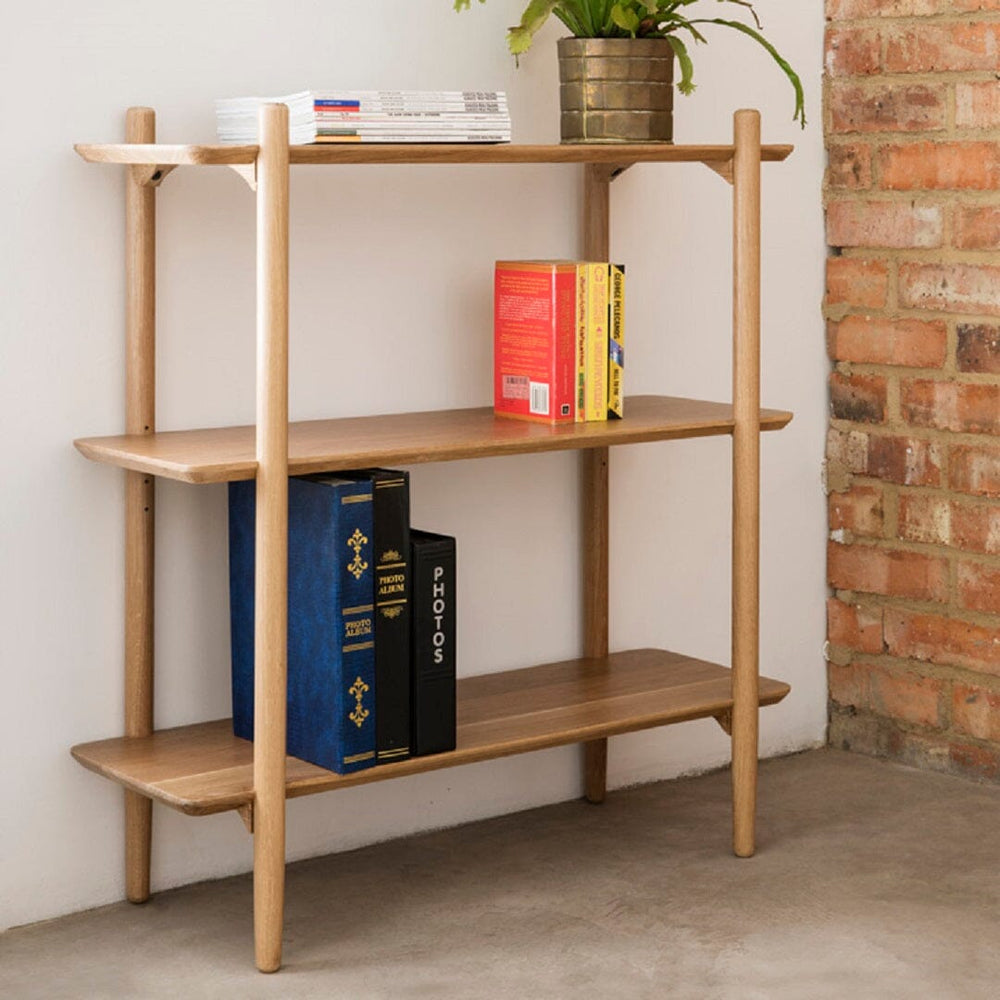 4 Tier Bookshelf 0.9M Wide - Adjustable White Oak Shelving