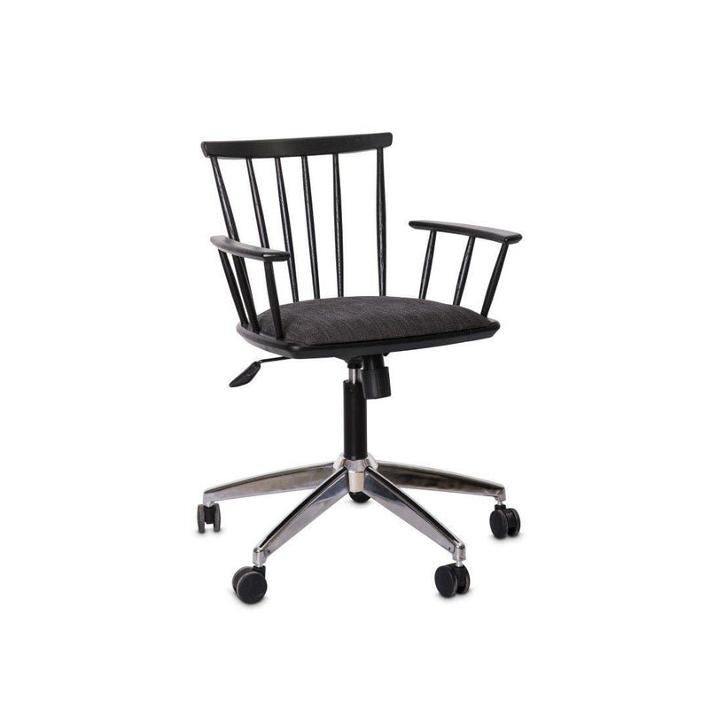 Carver Office Chair - Upholstered office chair Houtlander Ebony Upholstered Fabric - Blue Chrome
