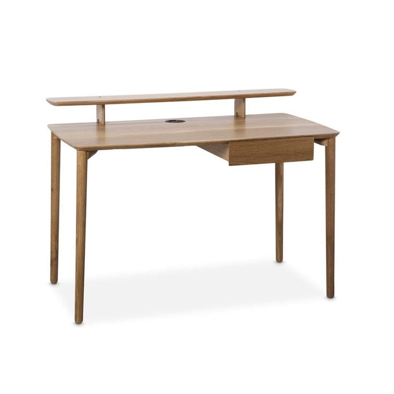 Home Office Desk - Customisable Desk Houtlander 1200 Natural Power Set, with Shelf Right